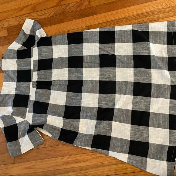 FTCayanz Women's Tunic Dress SZ XL Short Sleeve Buffalo Check 45 Cotton 55 LINEN - Picture 5 of 5